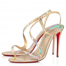 Christian Louboutin Rosalie 100mm Sandals In Gold Patent Psychic Christian Louboutin Rosalie 100mm Sandals In Gold Patent Psychic