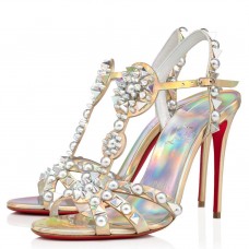 Christian Louboutin Goldora 100mm Silver Sandals with Spikes Christian Louboutin Goldora 100mm Silver Sandals with Spikes