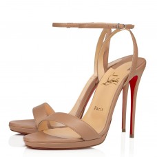 Christian Louboutin Loubi Queen 100mm Sandals In Nude Lambskin Christian Louboutin Loubi Queen 100mm Sandals In Nude Lambskin