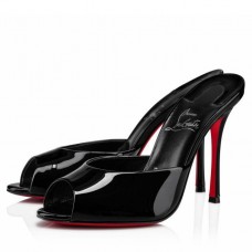 Christian Louboutin Me Dolly 100mm Mules In Black Patent Leather Christian Louboutin Me Dolly 100mm Mules In Black Patent Leather