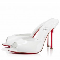 Christian Louboutin Me Dolly 100mm Mules In White Patent Leather Christian Louboutin Me Dolly 100mm Mules In White Patent Leather