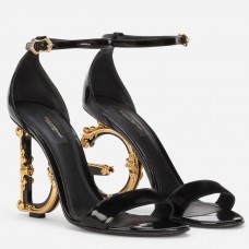 Dolce & Gabbana Patent Sandals with Baroque DG Heel Dolce & Gabbana Patent Sandals with Baroque DG Heel