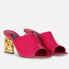Dolce & Gabbana Fuchsia Patent Mules with DG Pop Heel Dolce & Gabbana Fuchsia Patent Mules with DG Pop Heel
