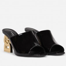Dolce & Gabbana Black Patent Mules with DG Pop Heel Dolce & Gabbana Black Patent Mules with DG Pop Heel