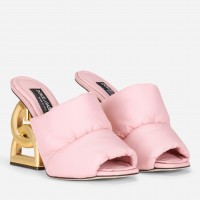 Dolce & Gabbana Pink Down-padded Mules with DG Pop Heel Dolce & Gabbana Pink Down-padded Mules with DG Pop Heel