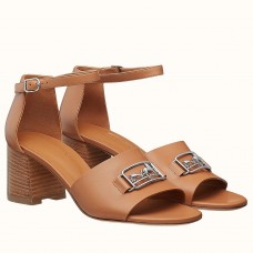 Hermes Viaggio 60MM Sandals In Brown Calfskin Hermes Viaggio 60MM Sandals In Brown Calfskin
