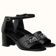 Hermes Viaggio 60MM Sandals In Black Calfskin Hermes Viaggio 60MM Sandals In Black Calfskin