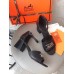 Hermes Viaggio 60MM Sandals In Black Calfskin Hermes Viaggio 60MM Sandals In Black Calfskin