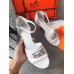 Hermes Viaggio 60MM Sandals In White Calfskin