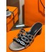 Hermes Tandem 50mm Sandals In Silver Metallic Calfskin Hermes Tandem 50mm Sandals In Silver Metallic Calfskin