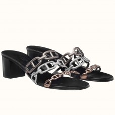 Hermes Tandem 50mm Sandals In Gold/Silver Lambskin Hermes Tandem 50mm Sandals In Gold/Silver Lambskin