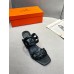 Hermes Figari 55mm Wedge Sandals In Black Nappa Leather