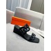 Hermes Figari 55mm Wedge Sandals In Black Nappa Leather