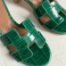Hermes Oasis Slide Sandals In Green Niloticus Crocodile Shiny Skin Hermes Oasis Slide Sandals In Green Niloticus Crocodile Shiny Skin