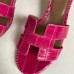 Hermes Oasis Slide Sandals In Rose Red Niloticus Crocodile Shiny Skin Hermes Oasis Slide Sandals In Rose Red Niloticus Crocodile Shiny Skin
