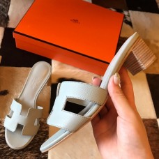 Hermes Oasis Slide Sandals 50mm In Ciel Epsom Calfskin Hermes Oasis Slide Sandals 50mm In Ciel Epsom Calfskin