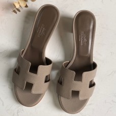 Hermes Oasis Slide Sandals 50mm In Gris Asphalt Epsom Calfskin Hermes Oasis Slide Sandals 50mm In Gris Asphalt Epsom Calfskin