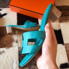 Hermes Oasis Slide Sandals 50mm In Lake Green Epsom Calfskin Hermes Oasis Slide Sandals 50mm In Lake Green Epsom Calfskin