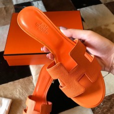 Hermes Oasis Slide Sandals 50mm In Orange Epsom Calfskin Hermes Oasis Slide Sandals 50mm In Orange Epsom Calfskin