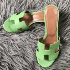 Hermes Oasis Slide Sandals 50mm In Vert Criquet Epsom Calfskin Hermes Oasis Slide Sandals 50mm In Vert Criquet Epsom Calfskin