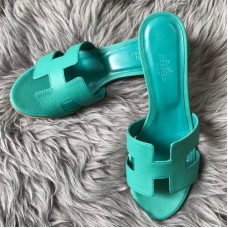 Hermes Oasis Slide Sandals 50mm In Vert Verone Epsom Calfskin Hermes Oasis Slide Sandals 50mm In Vert Verone Epsom Calfskin