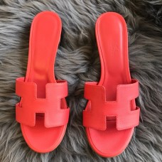 Hermes Oasis Slide Sandals 50mm In Watermelon Epsom Calfskin Hermes Oasis Slide Sandals 50mm In Watermelon Epsom Calfskin