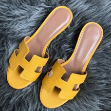 Hermes Oasis Slide Sandals 50mm In Yellow Epsom Calfskin Hermes Oasis Slide Sandals 50mm In Yellow Epsom Calfskin