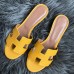 Hermes Oasis Slide Sandals 50mm In Yellow Epsom Calfskin Hermes Oasis Slide Sandals 50mm In Yellow Epsom Calfskin