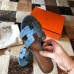 Hermes Oasis Slide Sandals 50mm In Jean Blue Ostrich Leather Hermes Oasis Slide Sandals 50mm In Jean Blue Ostrich Leather