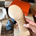 Hermes Oasis Slide Sandals 50mm In Jean Blue Ostrich Leather Hermes Oasis Slide Sandals 50mm In Jean Blue Ostrich Leather