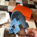 Hermes Oasis Slide Sandals 50mm In Jean Blue Ostrich Leather Hermes Oasis Slide Sandals 50mm In Jean Blue Ostrich Leather