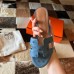 Hermes Oasis Slide Sandals 50mm In Jean Blue Ostrich Leather Hermes Oasis Slide Sandals 50mm In Jean Blue Ostrich Leather