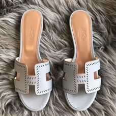 Hermes Oasis Slide Sandals 50mm In Blue Lin Epsom Perforated Calfskin Hermes Oasis Slide Sandals 50mm In Blue Lin Epsom Perforated Calfskin