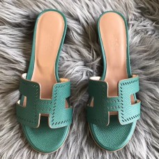 Hermes Oasis Slide Sandals 50mm In Malachite Epsom Perforated Calfskin Hermes Oasis Slide Sandals 50mm In Malachite Epsom Perforated Calfskin