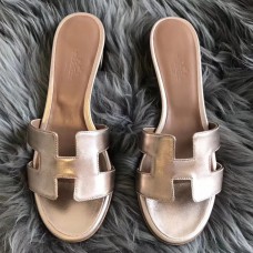 Hermes Oasis Slide Sandals 50mm In Champagne Swift Calfskin Hermes Oasis Slide Sandals 50mm In Champagne Swift Calfskin