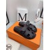 Hermes Women's Chypre Sandals In Black Epsom Calfskin