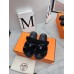 Hermes Women's Chypre Sandals In Black Suede Calfskin