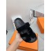 Hermes Women's Chypre Sandals In Black Suede Calfskin