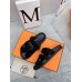 Hermes Women's Chypre Sandals In Black Suede Calfskin