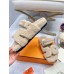 Hermes Women's Chypre Sandals In Off White Shearling