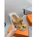 Hermes Women's Chypre Sandals in Beige Suede with Shearling