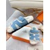 Hermes Women's Chypre Sandals in Blue Suede with Shearling