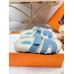 Hermes Women's Chypre Sandals in Blue Suede with Shearling