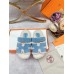 Hermes Women's Chypre Sandals in Blue Suede with Shearling