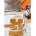 Hermes Women's Chypre Sandals in Tan Suede with Shearling