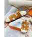 Hermes Women's Chypre Sandals in Tan Suede with Shearling