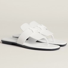 Hermes Galerie Sandals In White Calfskin Hermes Galerie Sandals In White Calfskin