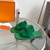 Hermes Galerie Sandals In Green Suede Leather Hermes Galerie Sandals In Green Suede Leather
