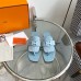 Hermes Galerie Sandals In Vert D'eau Suede Leather Hermes Galerie Sandals In Vert D'eau Suede Leather