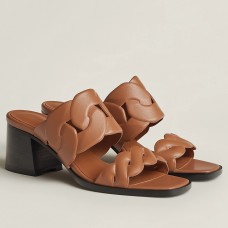 Hermes Gaby Sandals 60mm in Brown Nappa Leather Hermes Gaby Sandals 60mm in Brown Nappa Leather